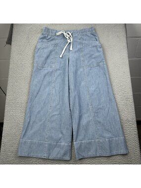 Maeve Anthropologie Chambray Wide Leg Loose Pants Lightweight Size Medium Womens